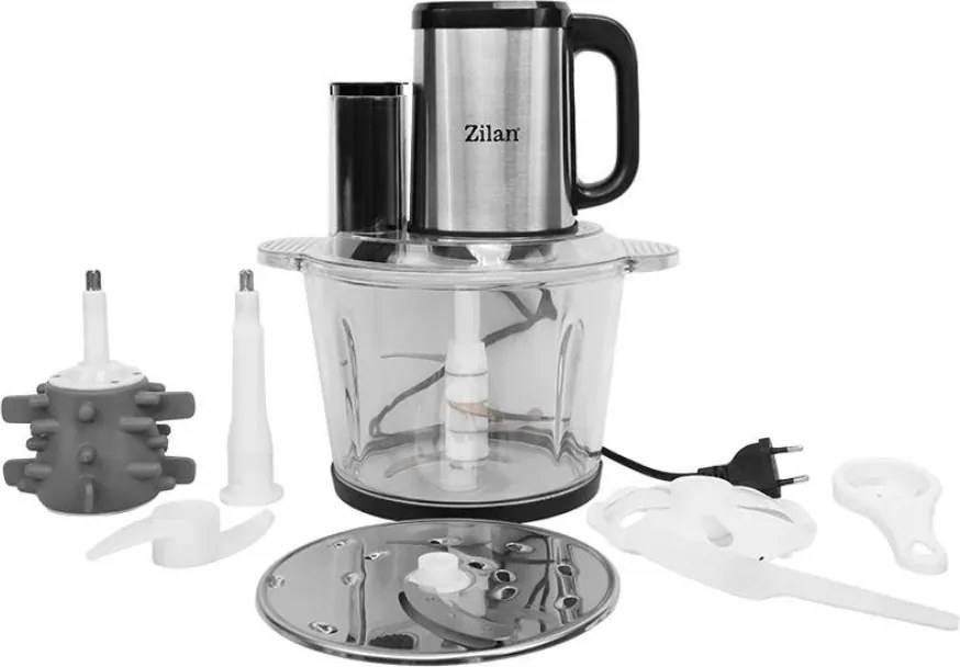 Tocator legume-fructe Zilan ZLN2767 digital multifunctional, Vas sticla capacitate 3L, 4 functii presetate, Lame din titan, Putere 500W
