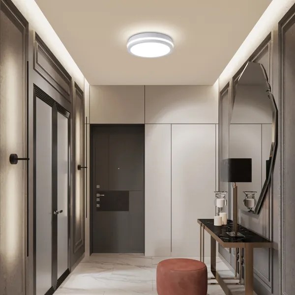 Brilagi - Corp de iluminat LED de exterior cu senzor BENE, 24W, 230V, Ø 26 cm, alb, IP54