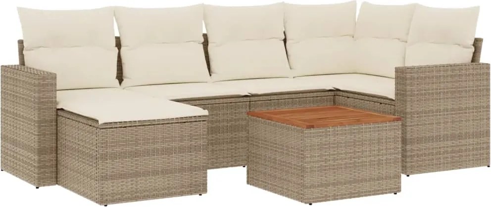 vidaXL Set canapele de grădină, 7 piese, cu perne, bej, poliratan