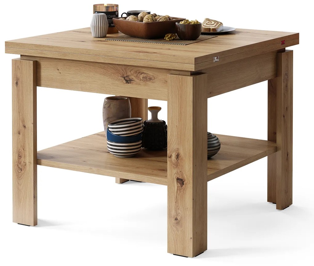 Mazzoni LEO Stejar Artisan - MASĂ COMPACTĂ CU BLAT EXTENSIBIL MĂSUȚĂ DE CAFEA