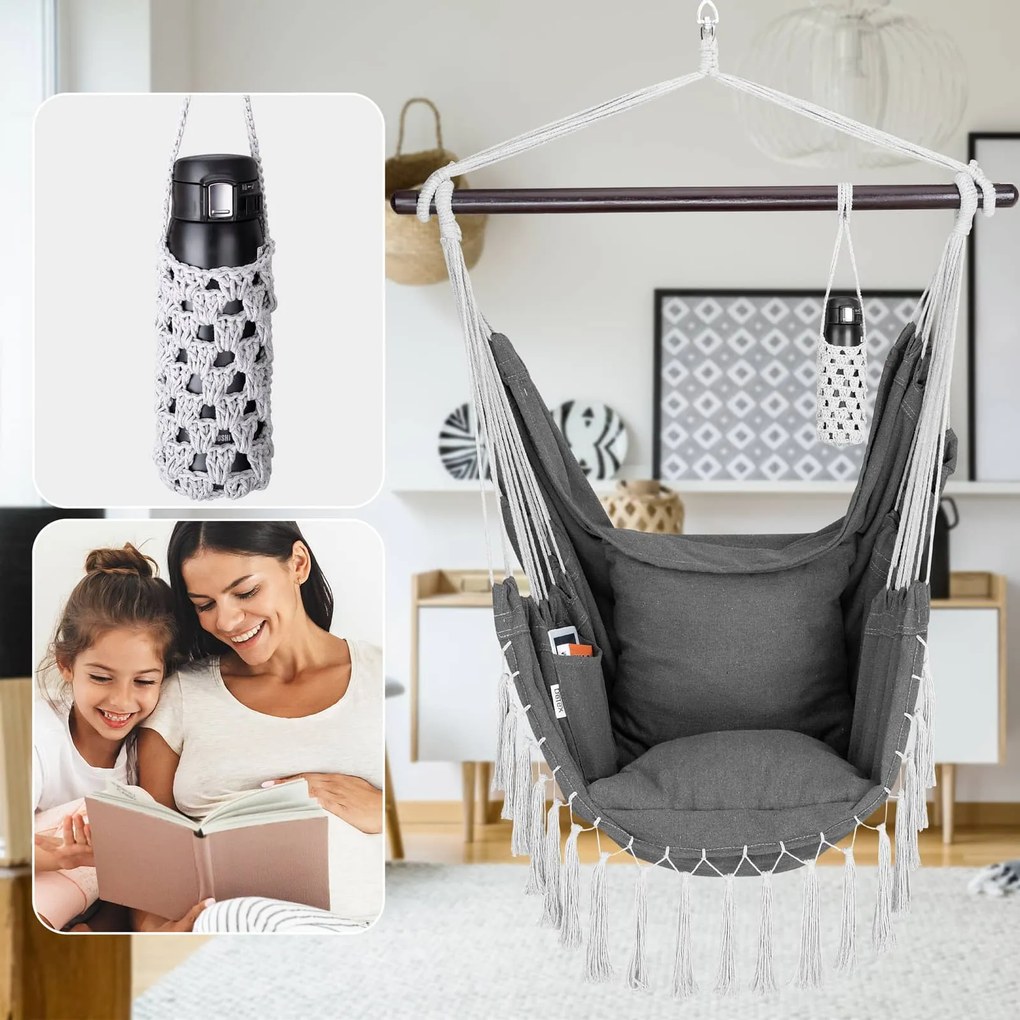 Scaun suspendat MANDY 170x100x150 cm, gri închis Detex