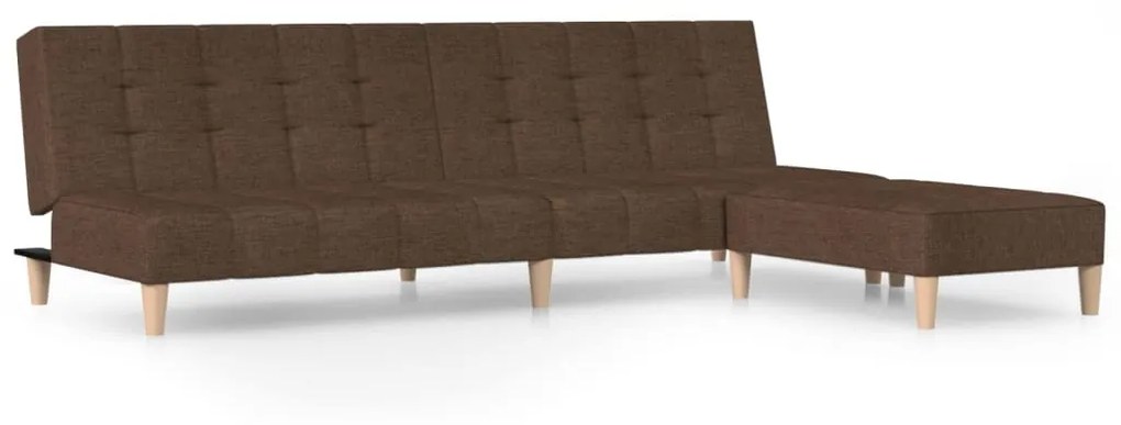 3080538 vidaXL Canapea extensibilă cu taburet, 2 locuri, maro, textil