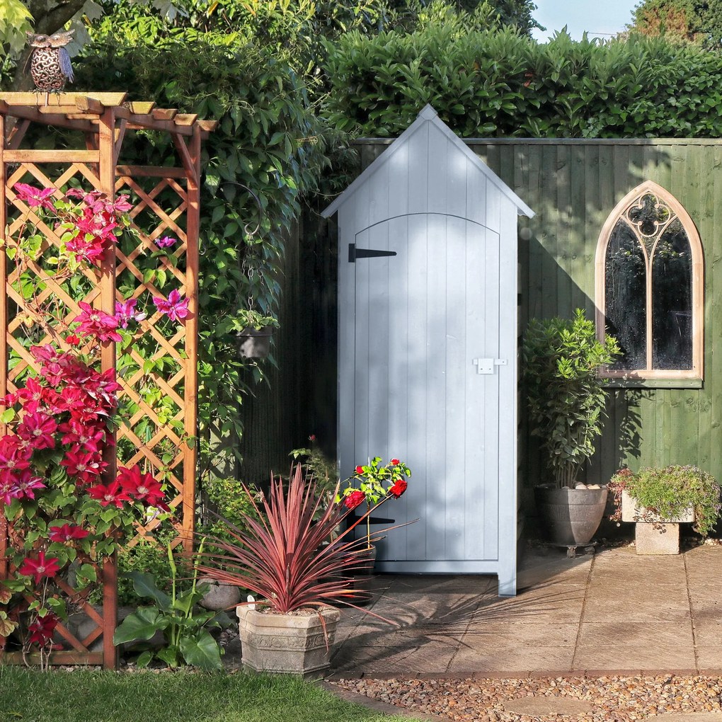 Outsunny Magazie de Scule de Gradina din Lemn Impermeabila cu Usi si Rafturi, 77.5x54.2x179.5 cm | Aosom Romania