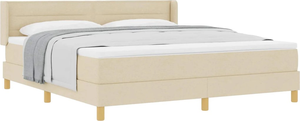 vidaXL Pat cu arcuri cu saltea cu headboard Crem 200 x 180 cm țesătură