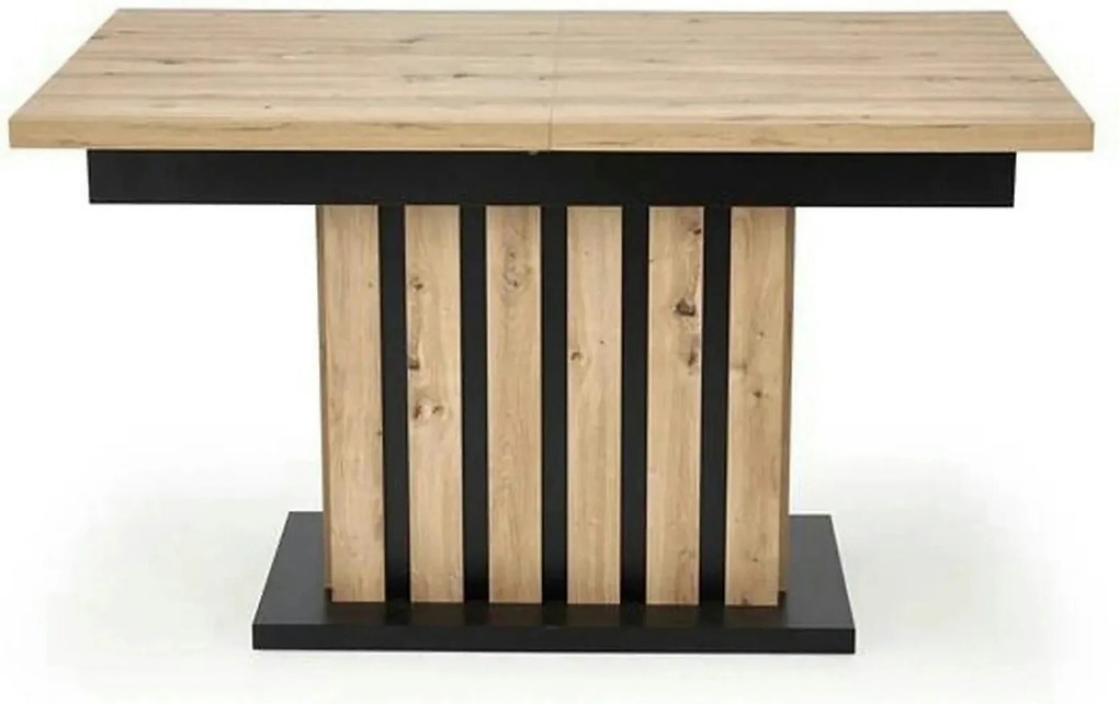 Masa extensibila LAMELLO, stejar/negru, PAL laminat, 160/210x90x76 cm