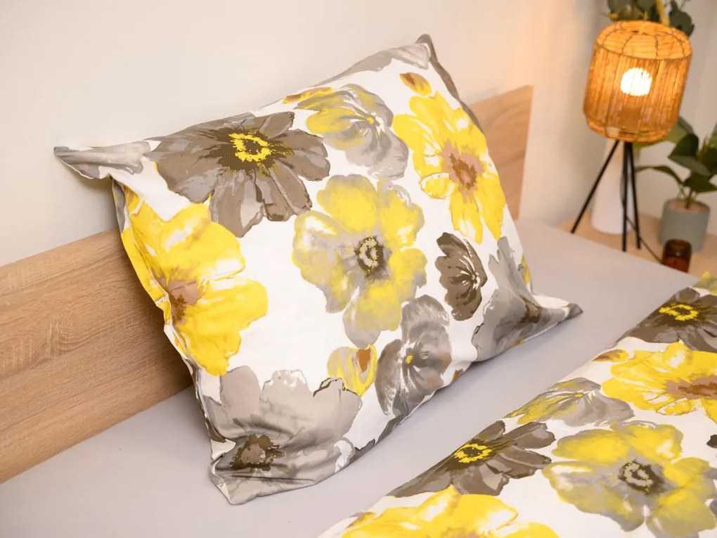 Lenjerie de pat din microfibra FEONELLE galben-gri Dimensiune lenjerie de pat: 70 x 90 cm | 140 x 220 cm