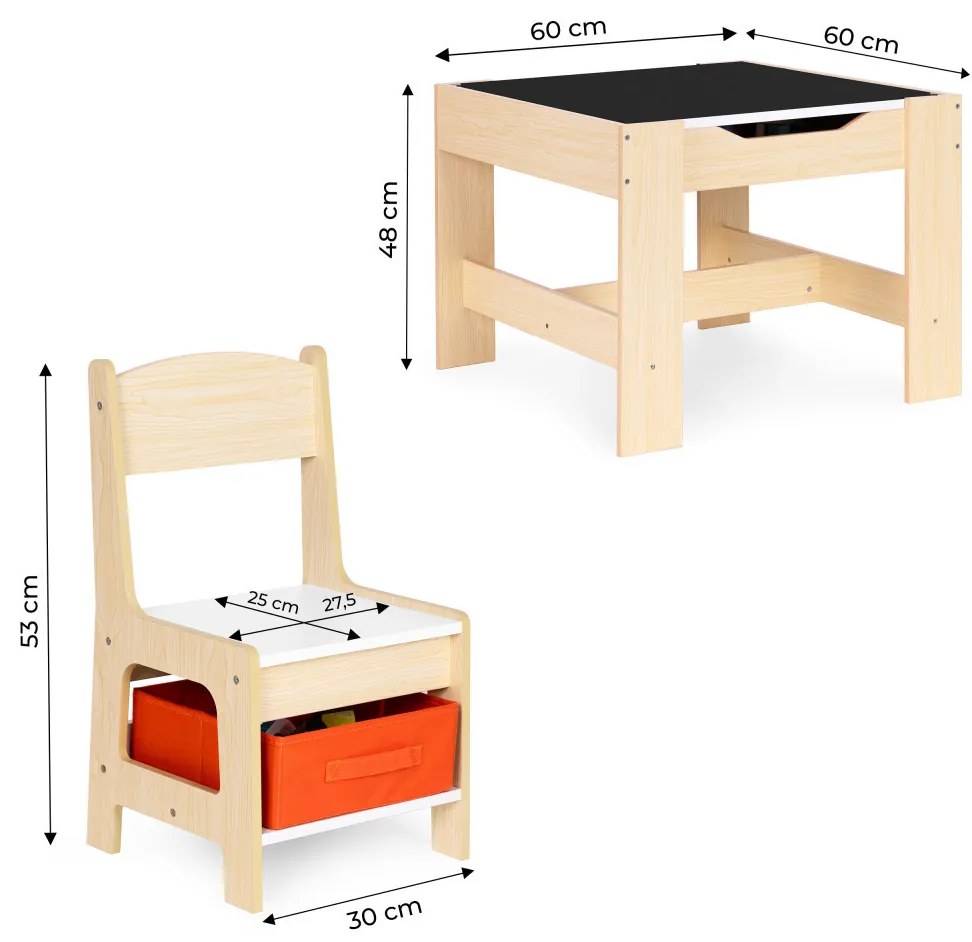 Mobilier pentru copii set masă 2 scaune cu tablă de cretă