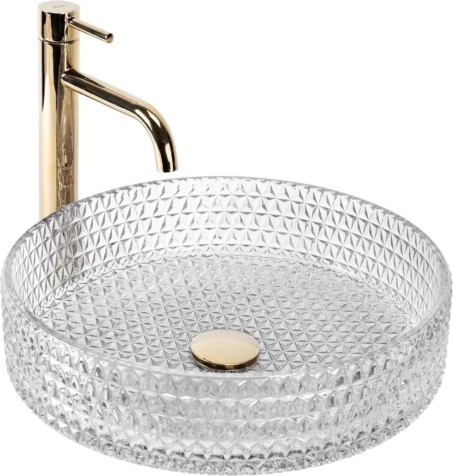 Lavoar din sticla pe blat Rea Cristal 39 cm transparent lucios