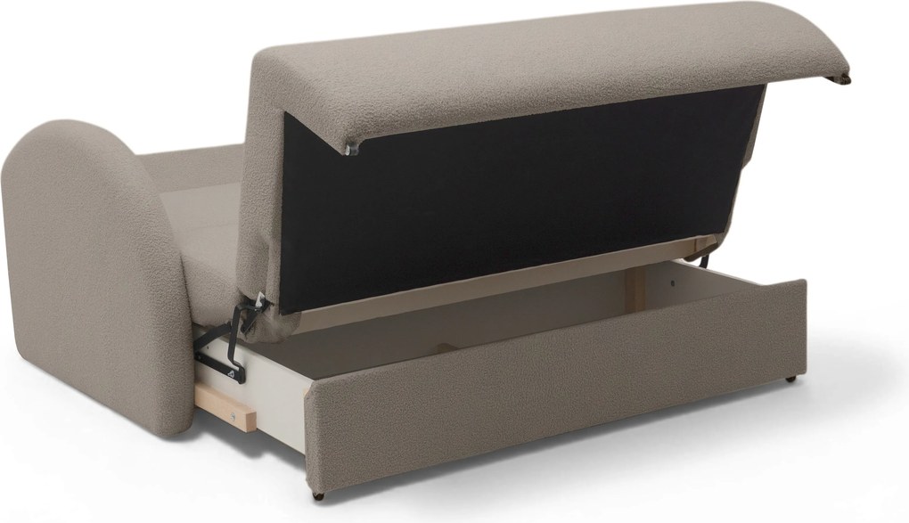Canapea extensibilă Nubi 3 locuri 140 cm cu ladă de depozitare - bej boucle Quelle 16