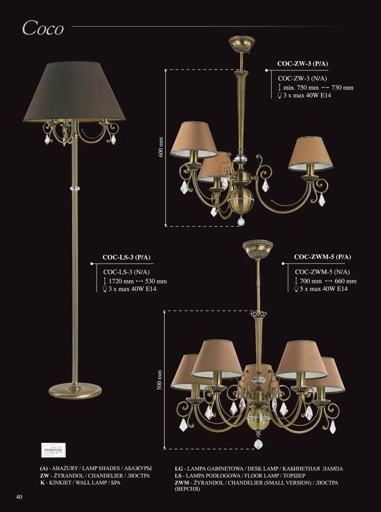 Candelabru elegant 8 brate, design clasic Coco