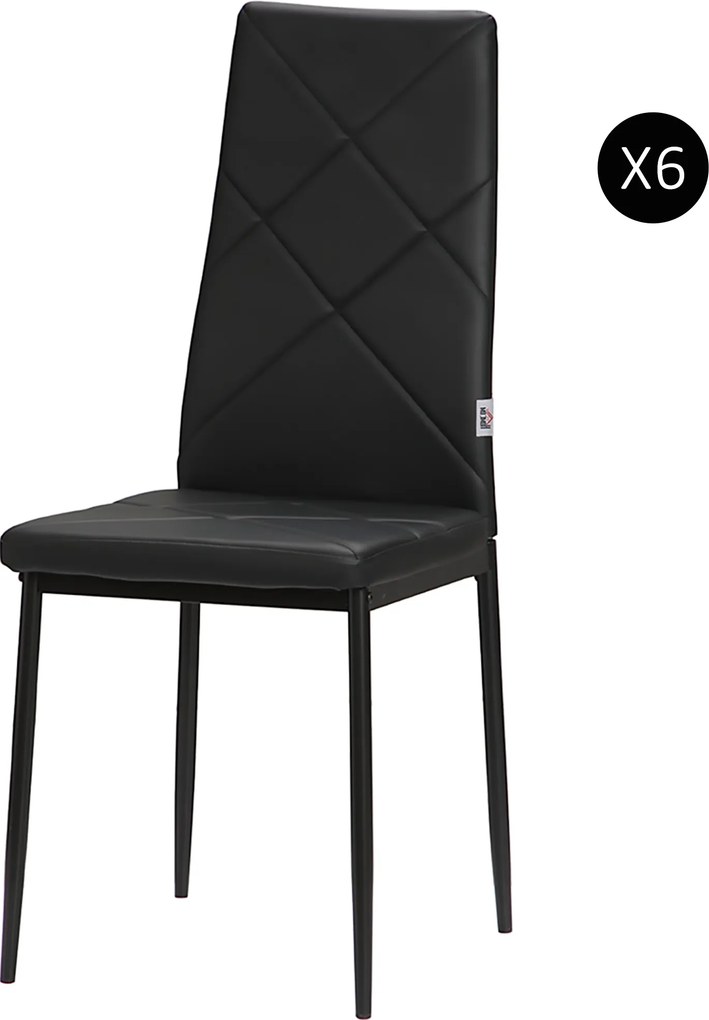 HOMCOM Set 6 Scaune de Sufragerie Tapițate cu Spătar Înalt, Tălpi Antiderapante și Picioare din Oțel, 41x50x97 cm, Negru | Aosom Romania