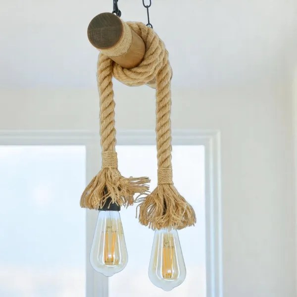 Lustră pe lanț KOS 2xE27/60W/230V fag