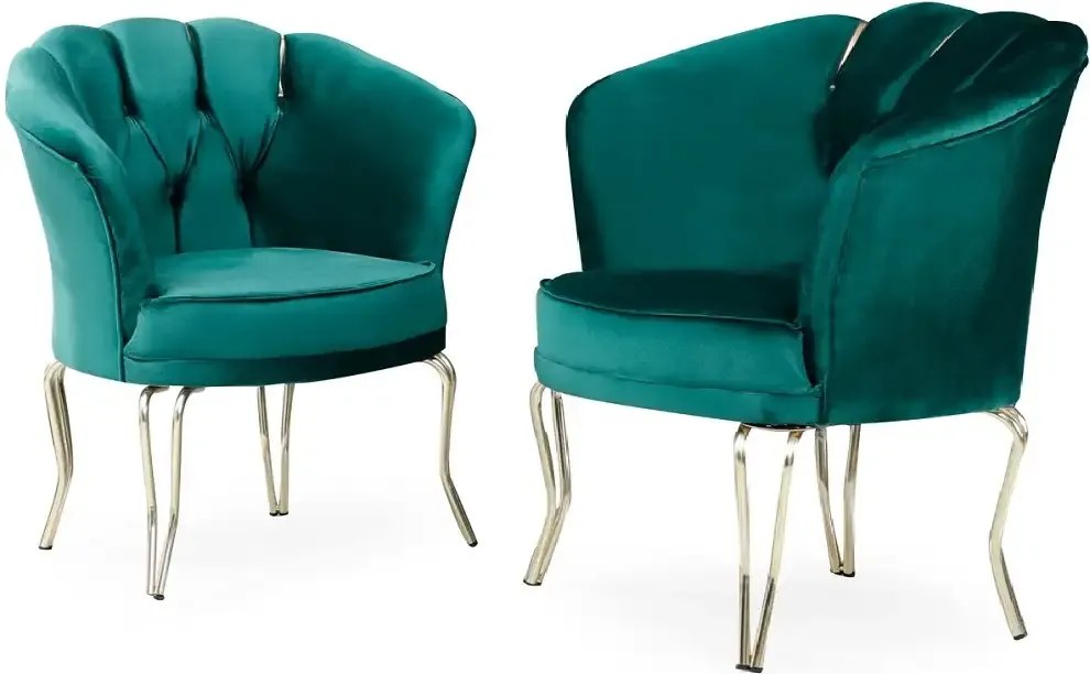 Fotoliu Viena, scaun, verde-auriu, picioare metal auriu, Homs