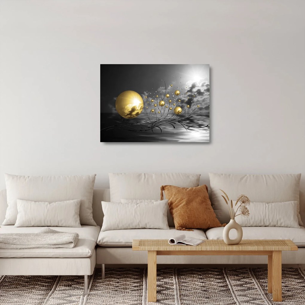 Tablou pe sticlă bilelor în ocru (70x50 cm)
