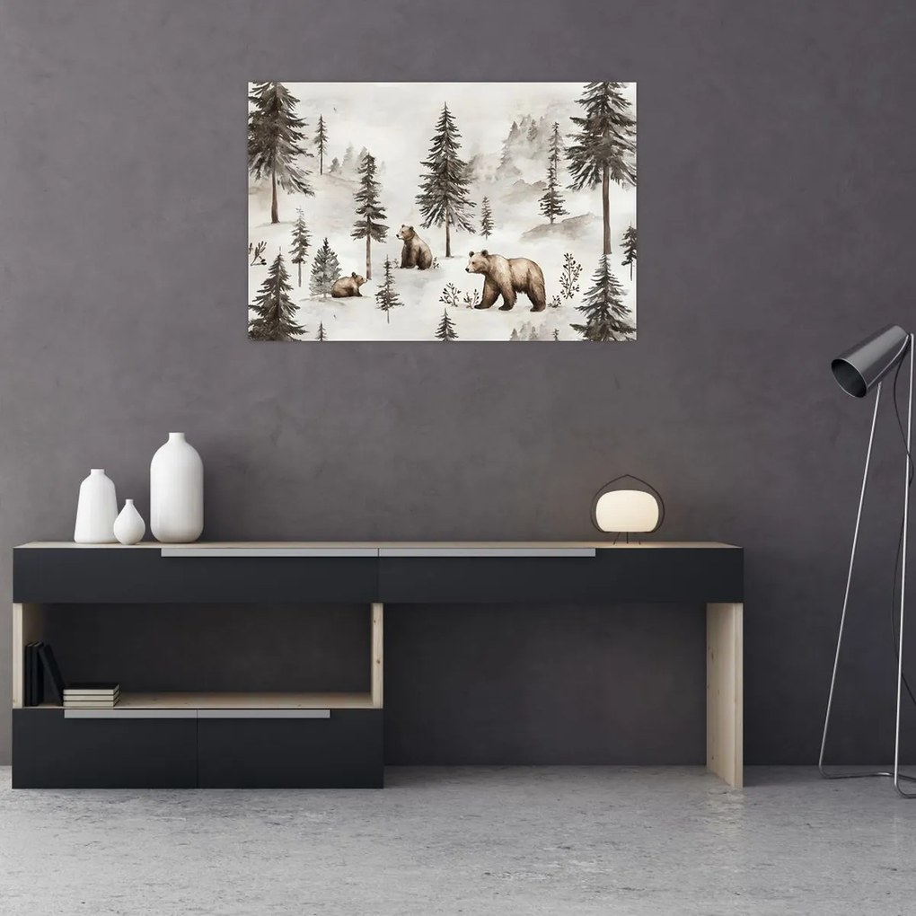Tablou - Pădure cu Urși (90x60 cm)