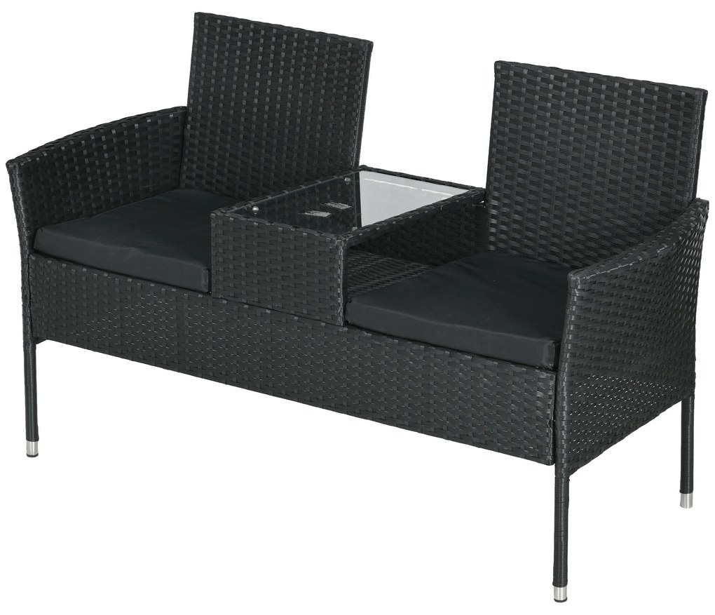 Outsunny Mobilier de Terasa pentru 2 Persoane cu Masa de Ceai