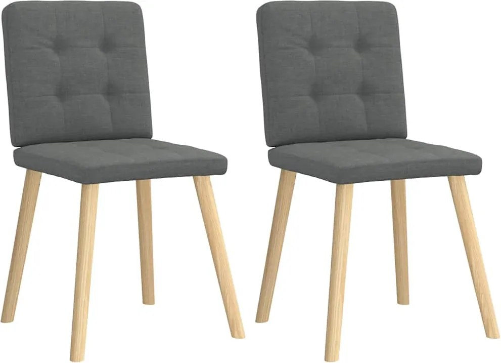 vidaXL Scaune de sufragerie, 2 buc., gri închis, material textil
