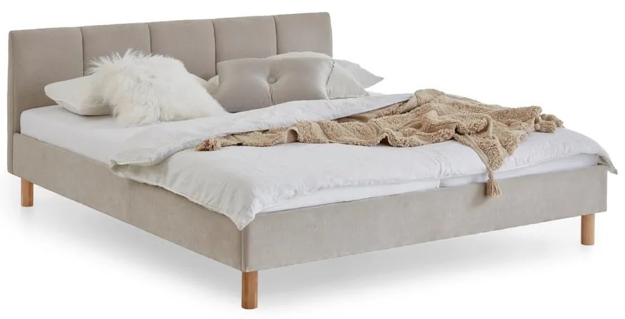 Pat matrimonial bej tapițat fără somieră 180x200 cm Joker – Meise Möbel
