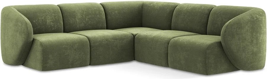 Colțar verde cu tapițerie din chenille Lani – Makamii