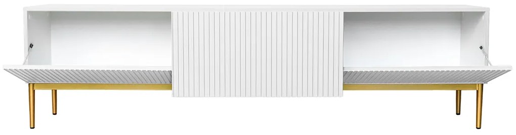 Comodă TV cu sertar Nicole 200 cm - alb mat / picioare aurii