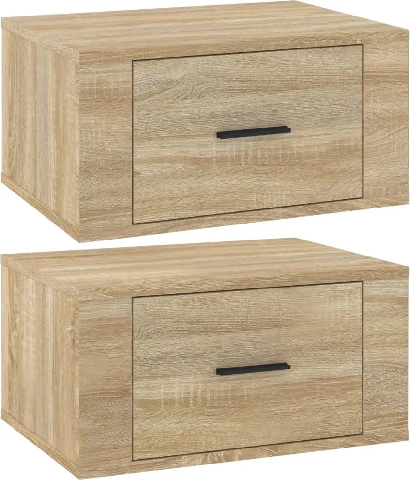 vidaXL Noptiere de perete, 2 buc., stejar sonoma, 50x36x25 cm