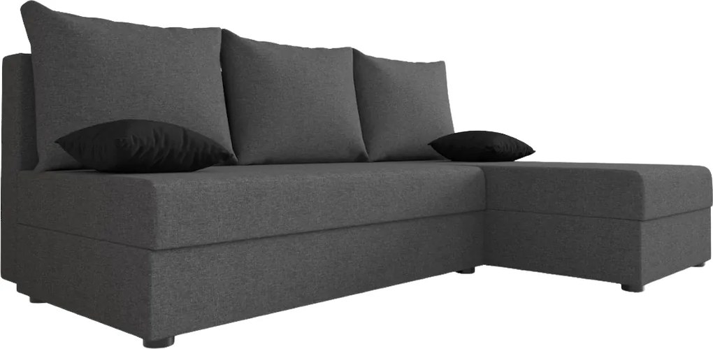 Canapea extensibila reversibila in forma de L VALERIO SLIM 200x140 cm, gri inchis + 2 pernute GRATUIT