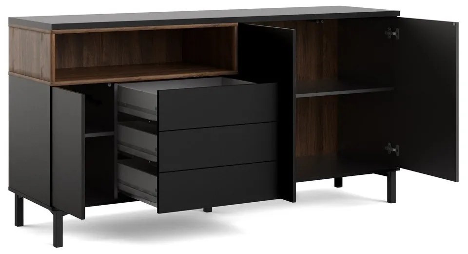 Comodă neagră 176x90x49 cm Roomers – Tvilum