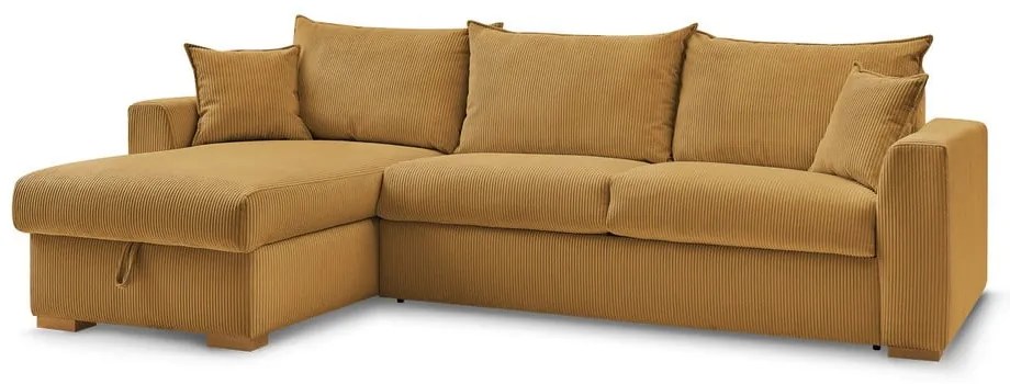 Colțar galben extensibil cu tapițerie din catifea reiată (cu colț variabil) Augustin – Bobochic Paris