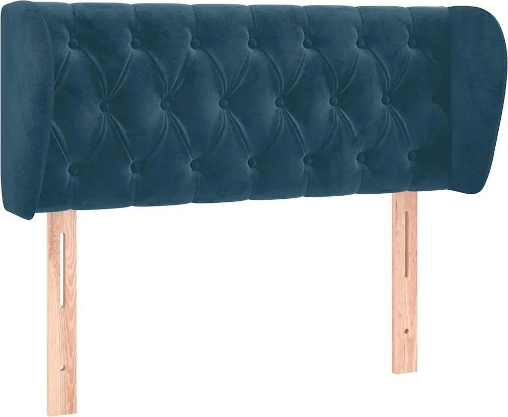 vidaXL Tăblie pat cu aripioare albastru închis 93x23x78/88 cm textil