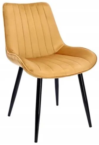 Scaun bucatarie/living, catifea, metal, galben mustar, 54x61x83 cm, Viva