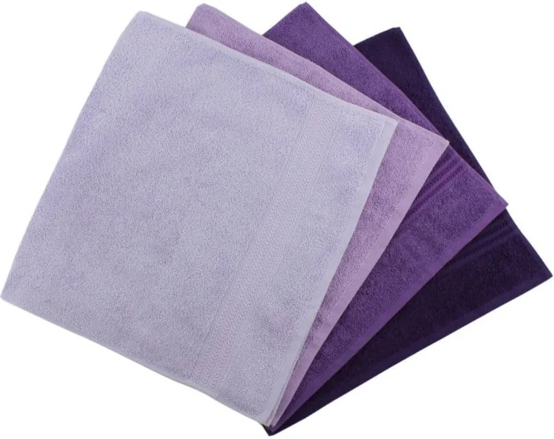 Set 4 prosoape din bumbac Rainbow Violet, 50 x 90 cm, violet