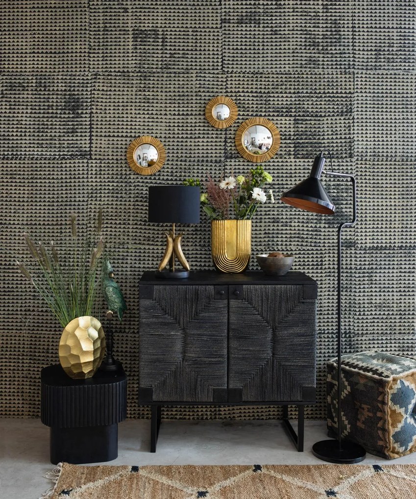 Puf multicolor, din iuta naturala si lana, Indian Kilim