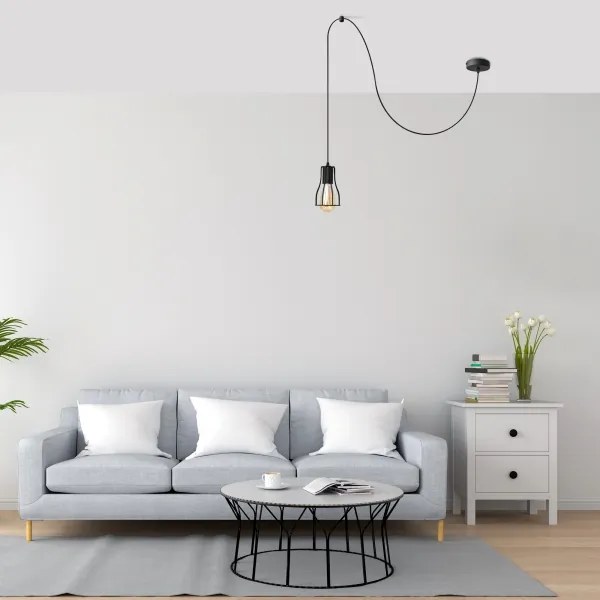 Lustră pe cablu TUBE 1xE27/15W/230V negru