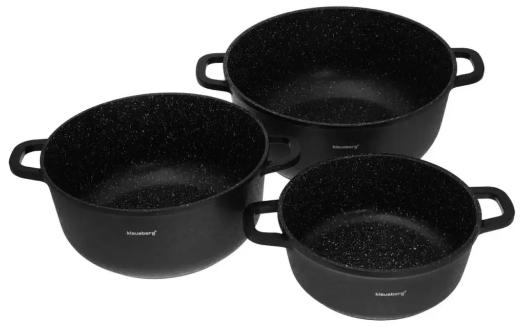 Set 3 oale cu capace 20/24/28 CM 2.3 /4.5/6.8 L Klausberg KB7359, antiaderente, inductie