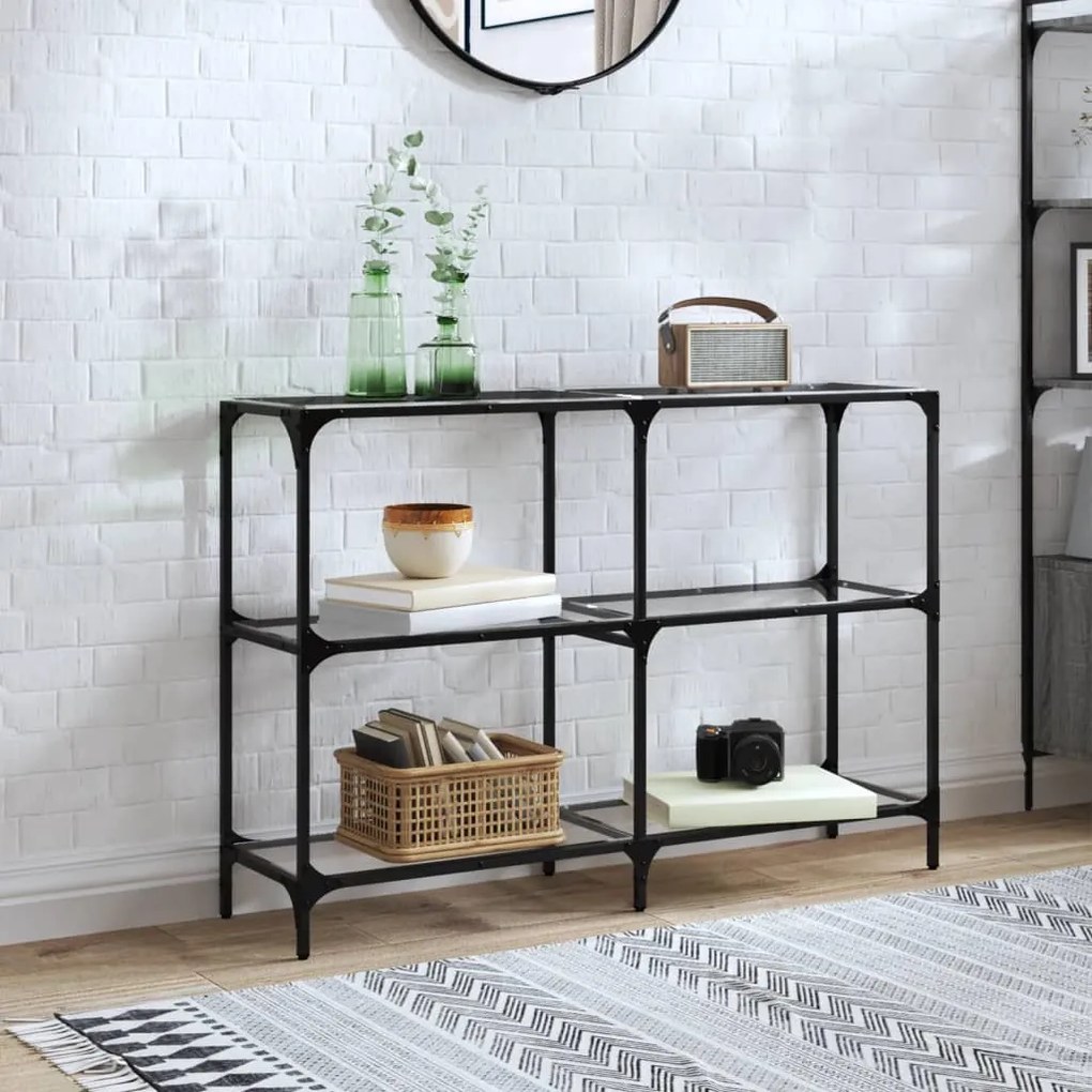 vidaXL Măsuță de cafea blat din sticlă transparentă 118,5x30x81cm oțel