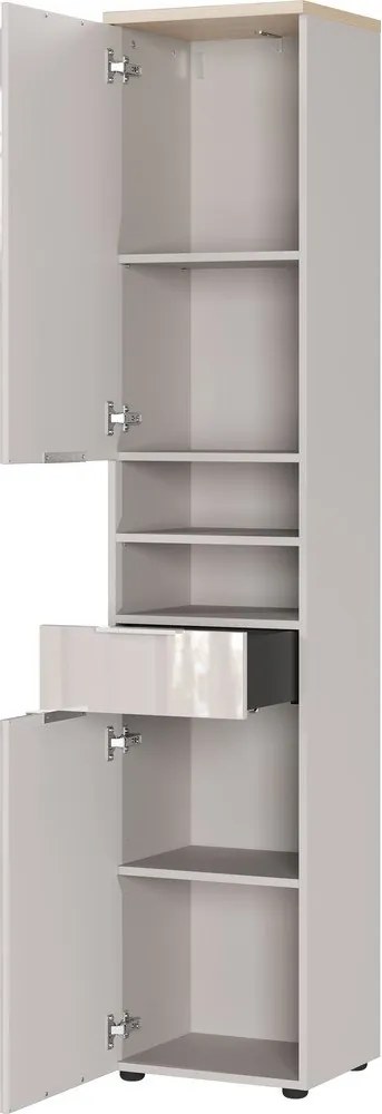 Dulap de baie crem înalt/îngust cu aspect lucios 39x190 cm Tavira – Germania