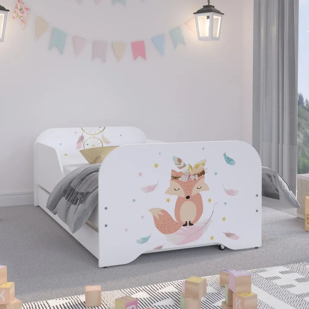 Pat genial pentru copii, cu vulpe adorabilă 140 x 70 cm