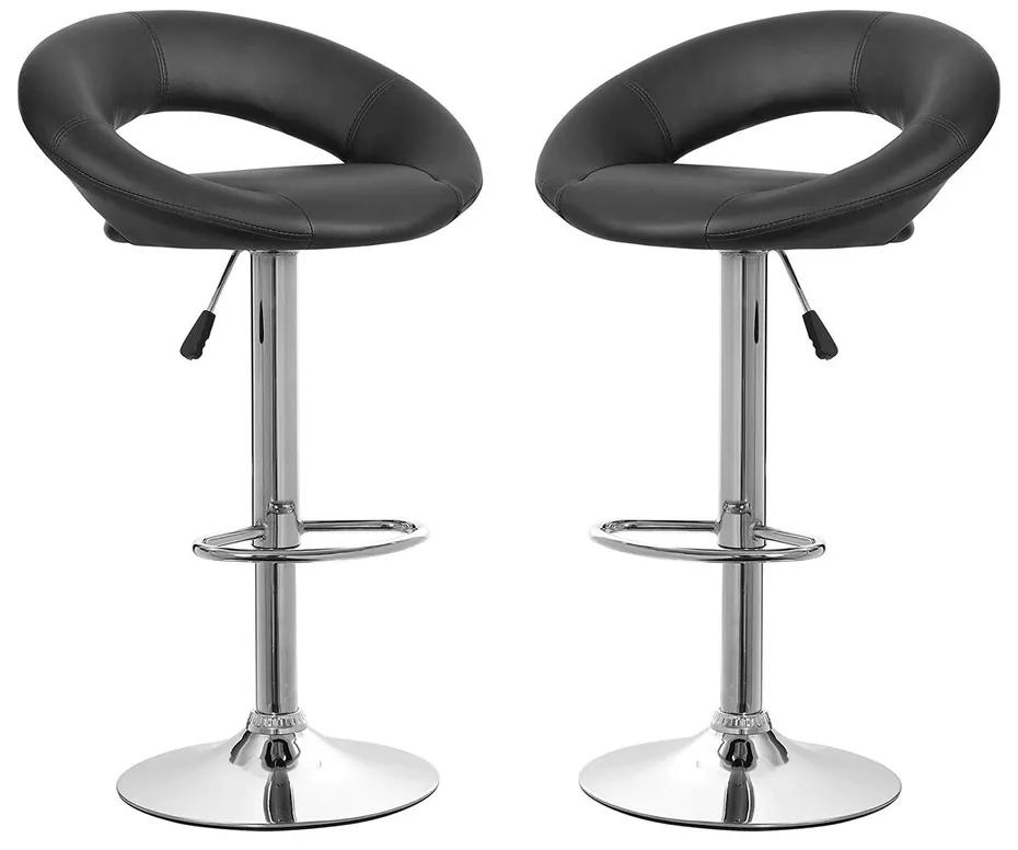 Set 2 scaune bar Bedora Oval piele ecologica negru