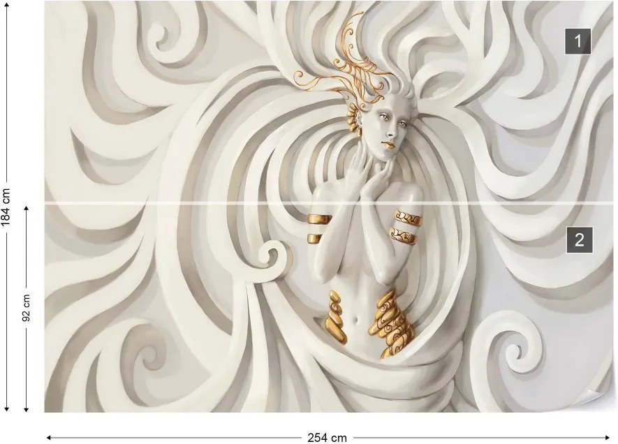 GLIX Fototapet - 3D Greek Classical Woman Swirls Vliesová tapeta  - 254x184 cm