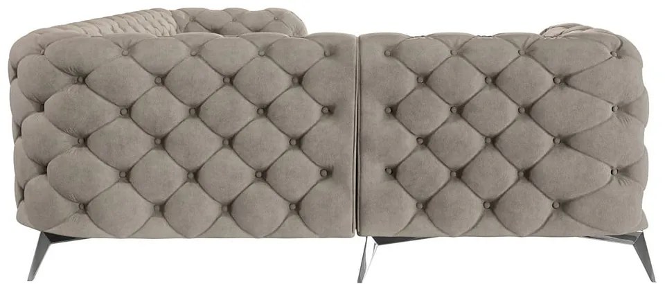 Colțar grej cu tapițerie din catifea (cu colț pe partea stângă/în formă de ”L”) Chelsea – Ropez