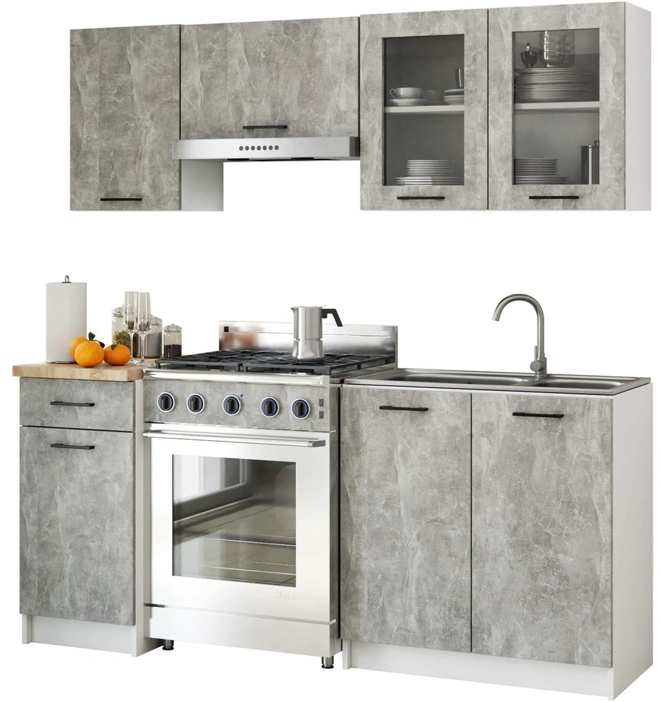 Vitrină de bucătărie superioară Organo 580 (alb + beton). 1117504