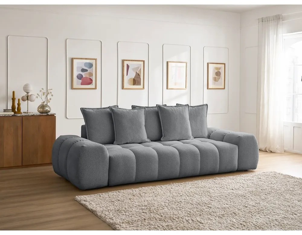 Canapea gri închis cu tapițerie din chenille 278 cm Everest – Bobochic Paris