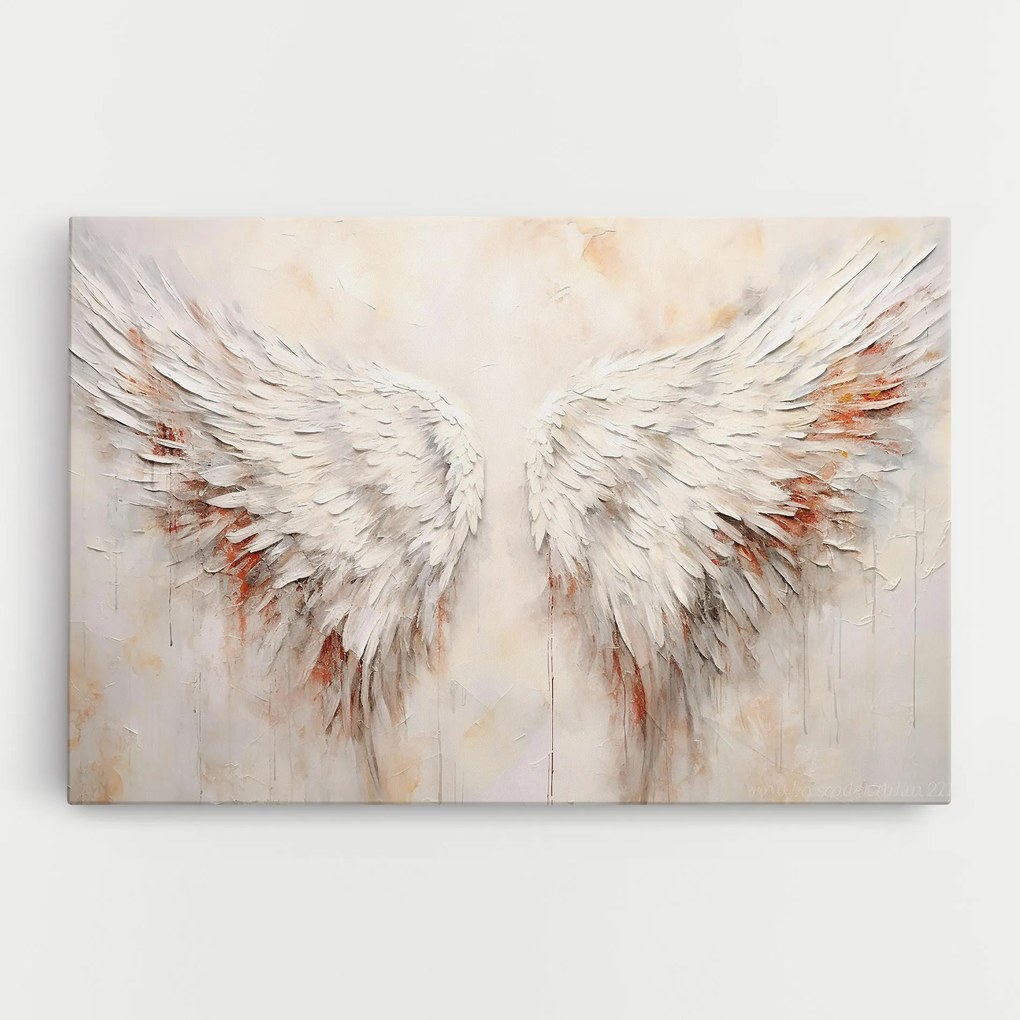 Tablou Canvas, 70x100cm, Dormitor si Living, Moderne, Textura de pictura, White Bloody Wings