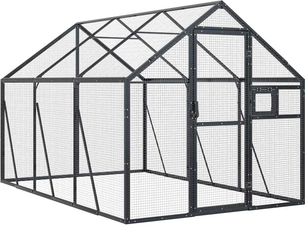 vidaXL Volieră de păsări, antracit, 1,79x3x1,85 m, aluminiu