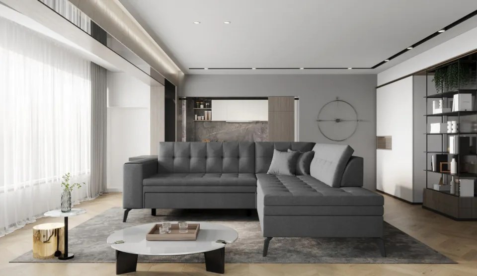 Coltar extensibil, 260x210x93 cm, Lanvin R01, Eltap (Culoare: Gri deschis - Nube 3)