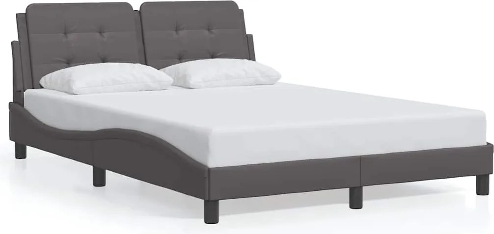 vidaXL Cadru de pat fără saltea, Zadar, gri, 120x200 cm, piele ecologică
