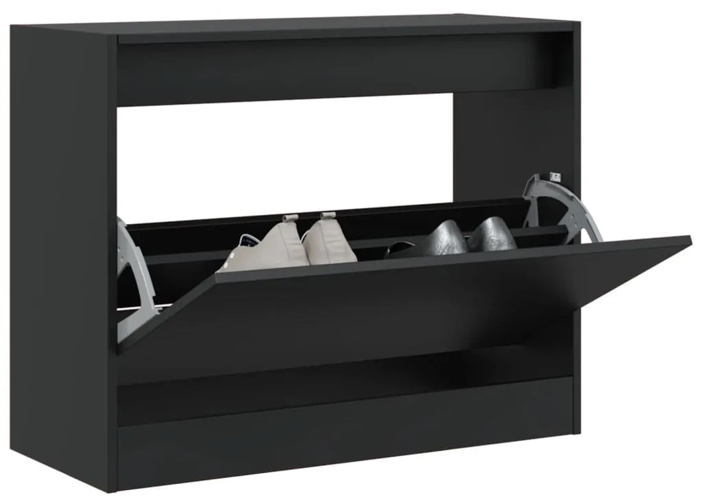 vidaXL Pantofar, negru, 80x34x63 cm, lemn compozit