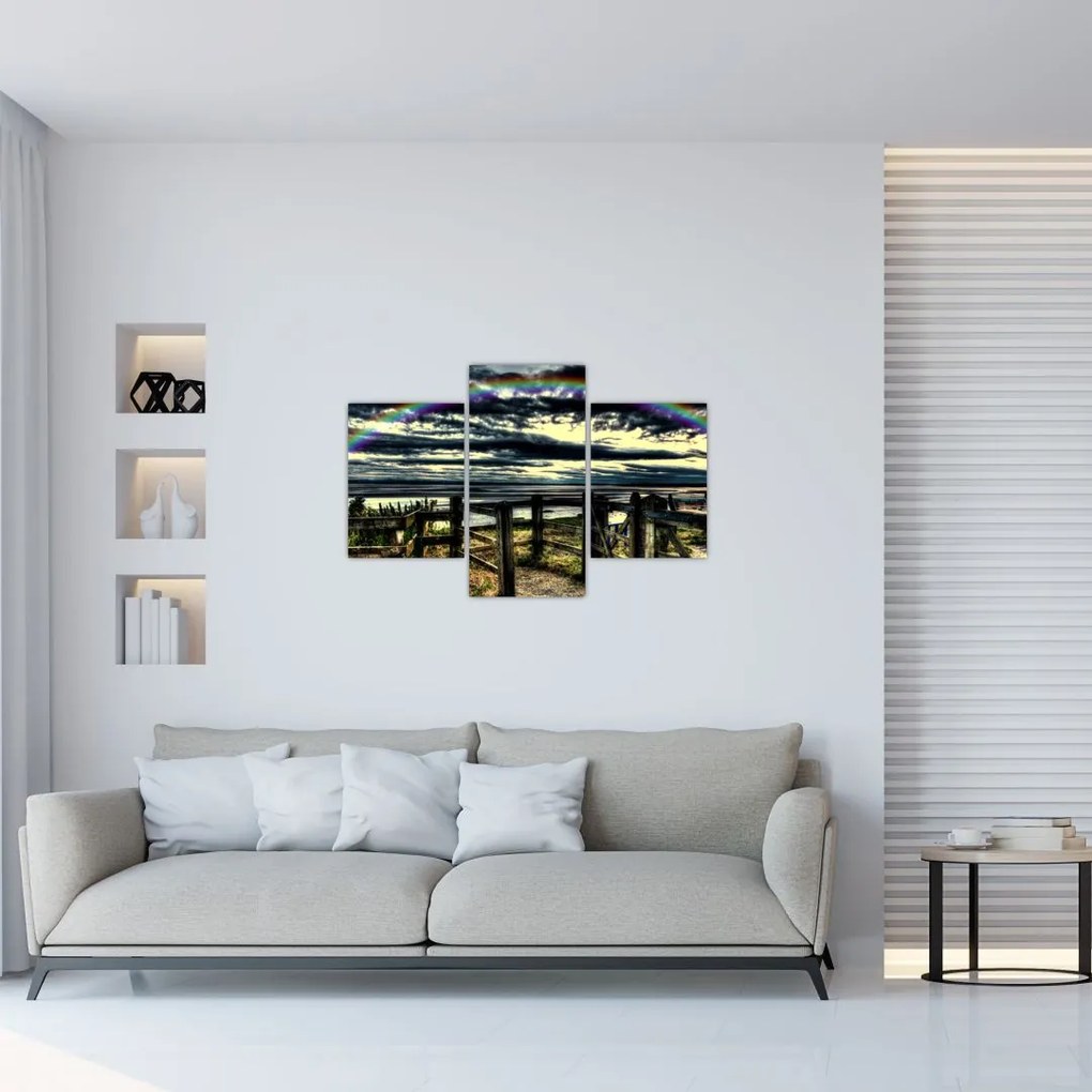 Tablou cu curcubeu deasupa mării (90x60 cm)