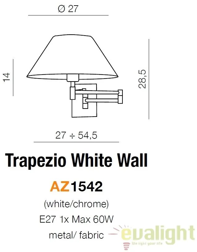 Aplica perete moderna cu brat directionabil Trapezio