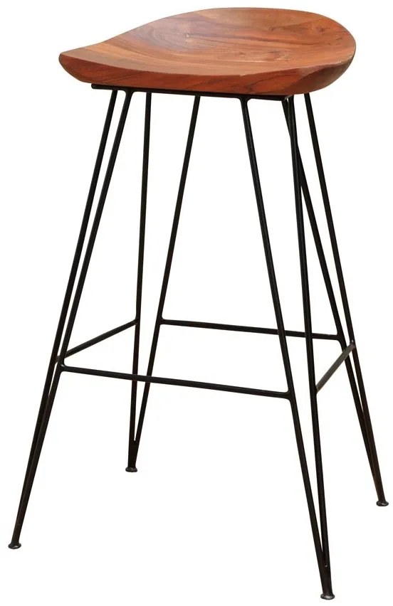 Scaun de bar, din lemn de salcam si metal, Mauru